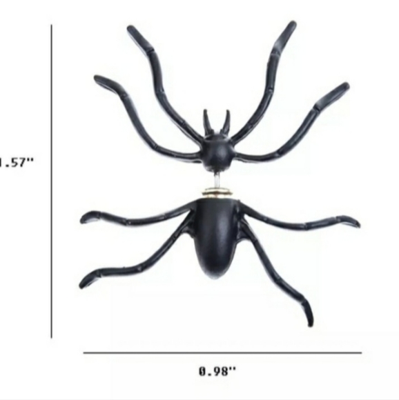 Black Spider Double Sided Stud Hugger Earrings - Picture 6 of 10